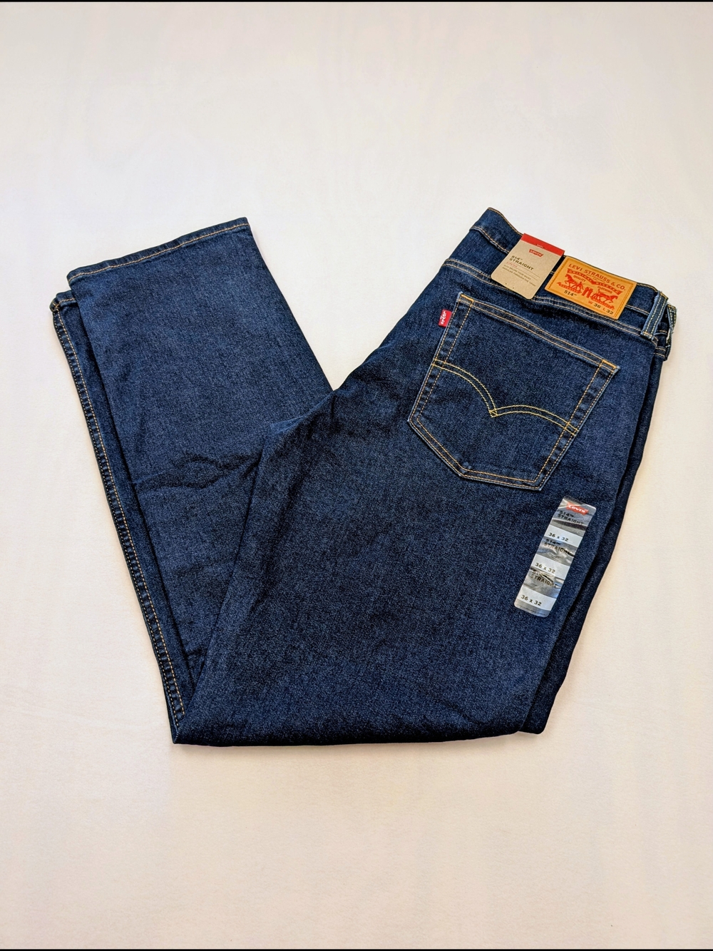 Levi's 514 Straight Fit Jeans Men’s 36x32 Dark Wash Stretch Denim NWT